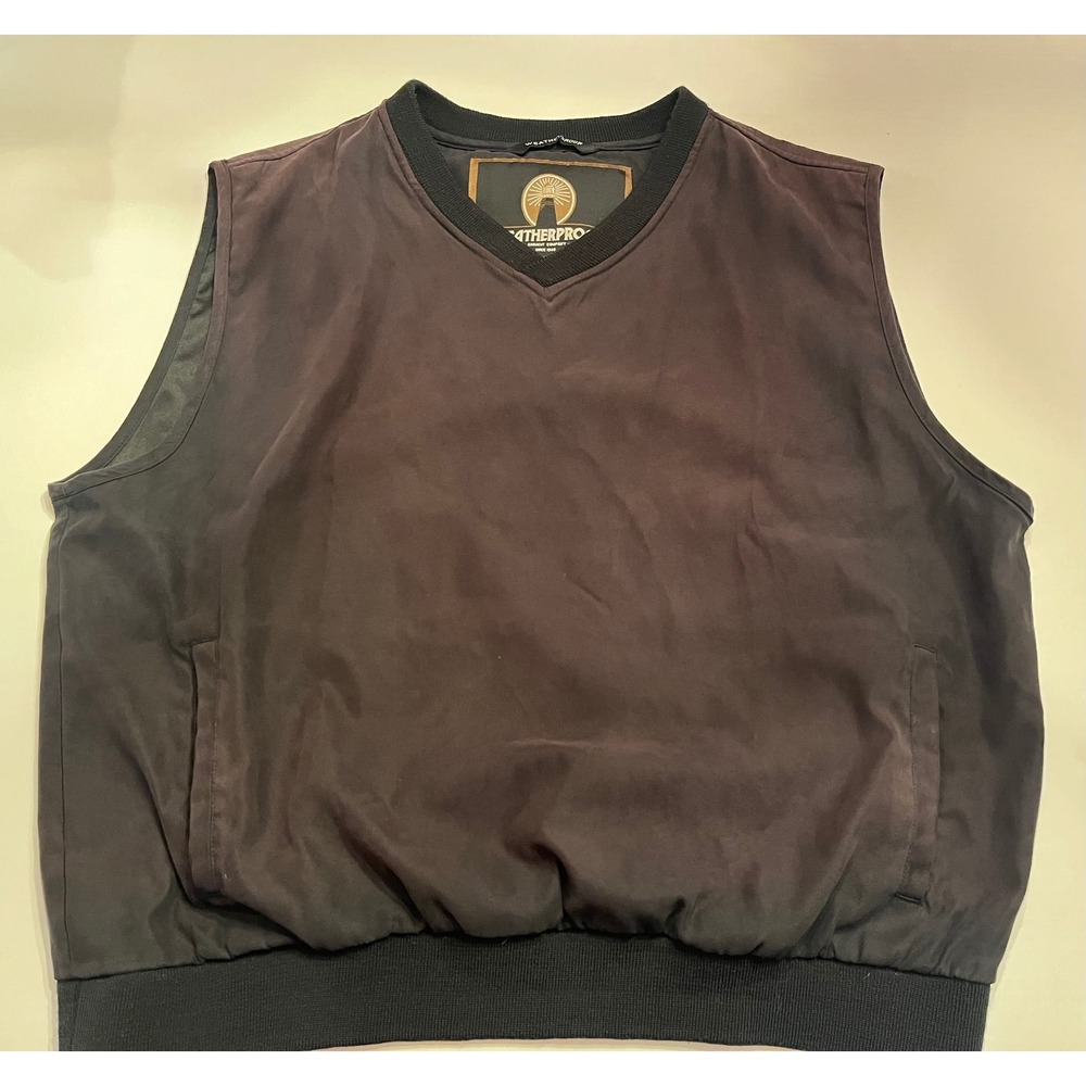Weatherproof Men's V-Neck Microfiber Golf Vest Brown Black Pullover Large